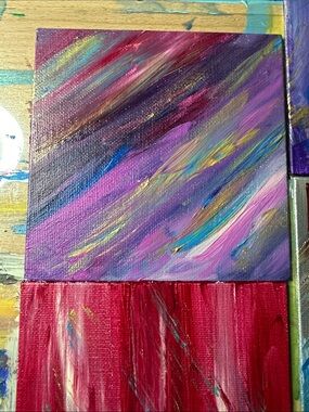8x8 Abstract Purple and Pink Acrylic Canvas Wall Art